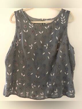 100% silk Adrianna Papell Occasions fairy floral beaded tank top